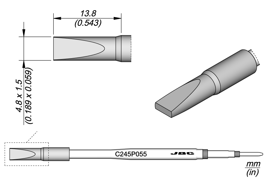 C245P055 - Nickel Chisel Catridge 4.8 x 1.5